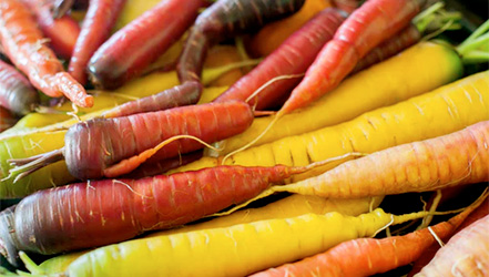 Желтая, фиолетовая и оранжевая морковь