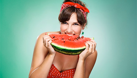 watermelon girl eats