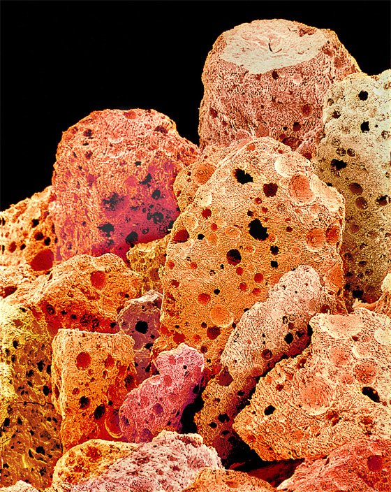 Кофейные гранулы под микроскопом